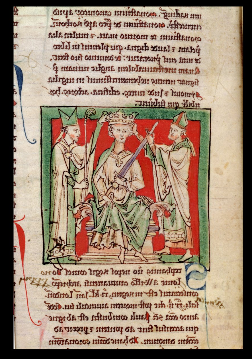Ms 6712 (A.6.89) fol.133r King Stephen (n. 1097-1154) miniatyyri Flores Historiarumista, Matthew Paris, 1250-52 tekijältä English School