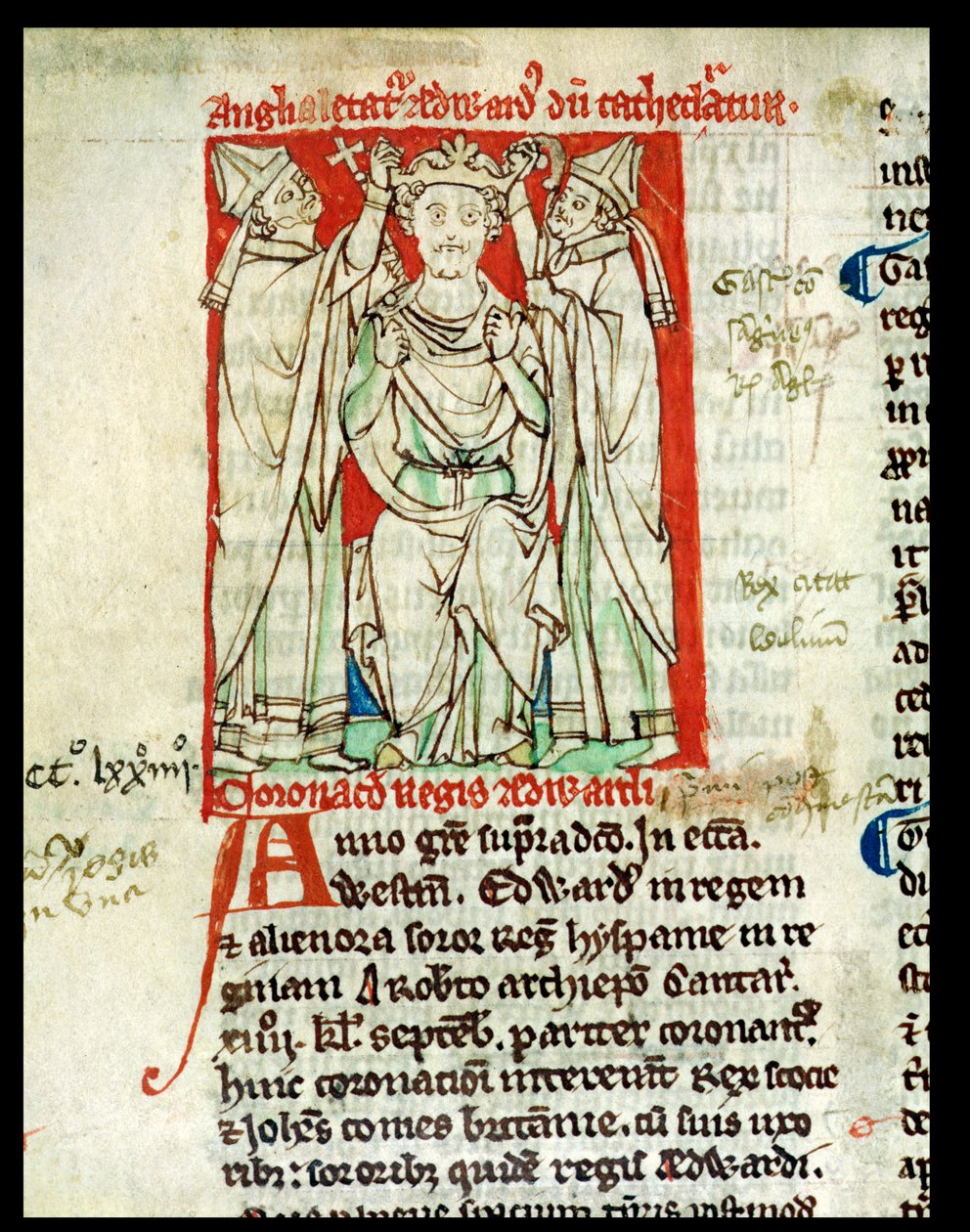 Ms 6712 (A.6.89) fol.247v Edward I (1239-1307), miniatyyri Flores Historiarumista, Matthew Paris, 1250-52 tekijältä English School
