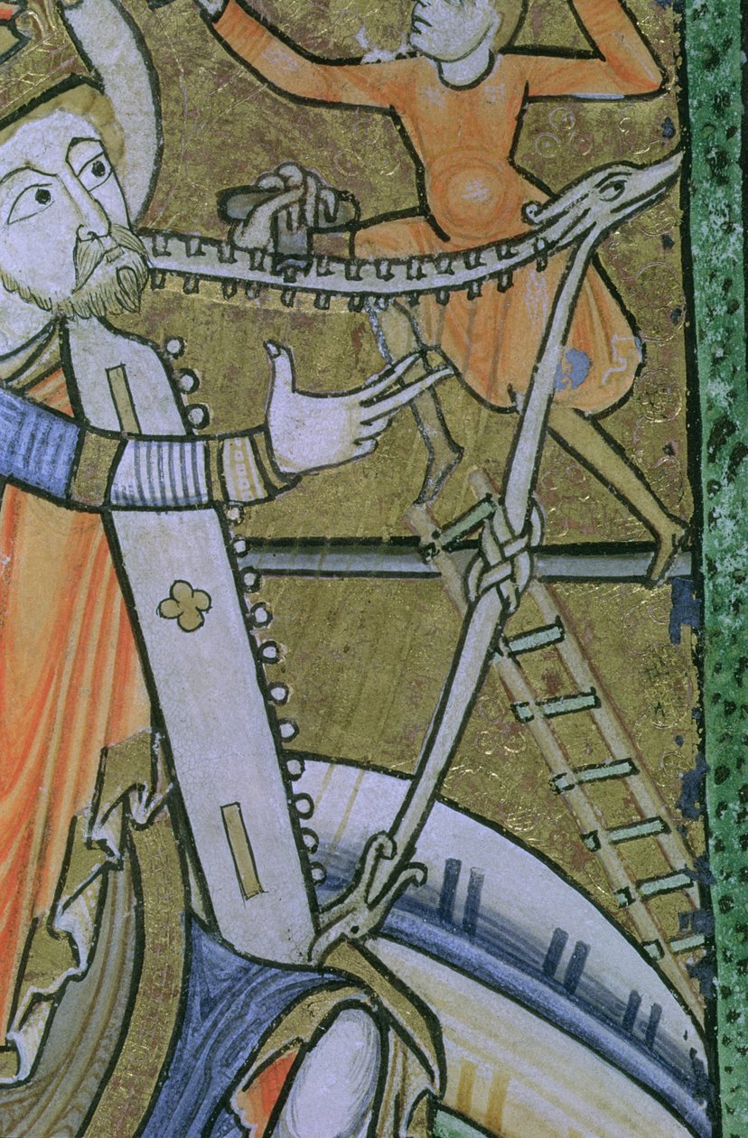 Ms Hunter 229 f.21v David virittelee harppuaan, Hunterian Psalterista, n. 1170 (kynä & muste ja tempera velumilla) tekijältä English School