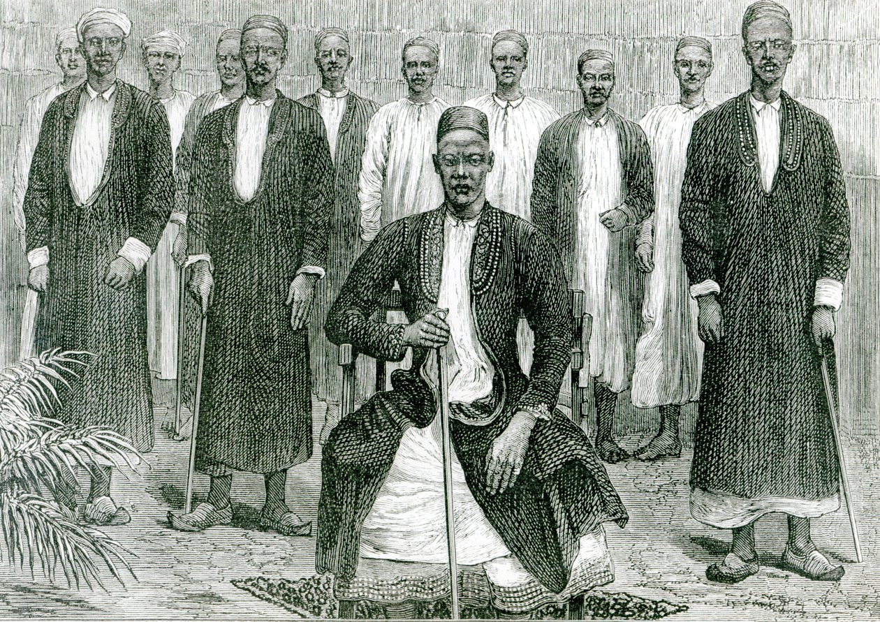 Mtesa, Ugandan keisari ja muut päälliköt (litho) (bw kuva) tekijältä English School