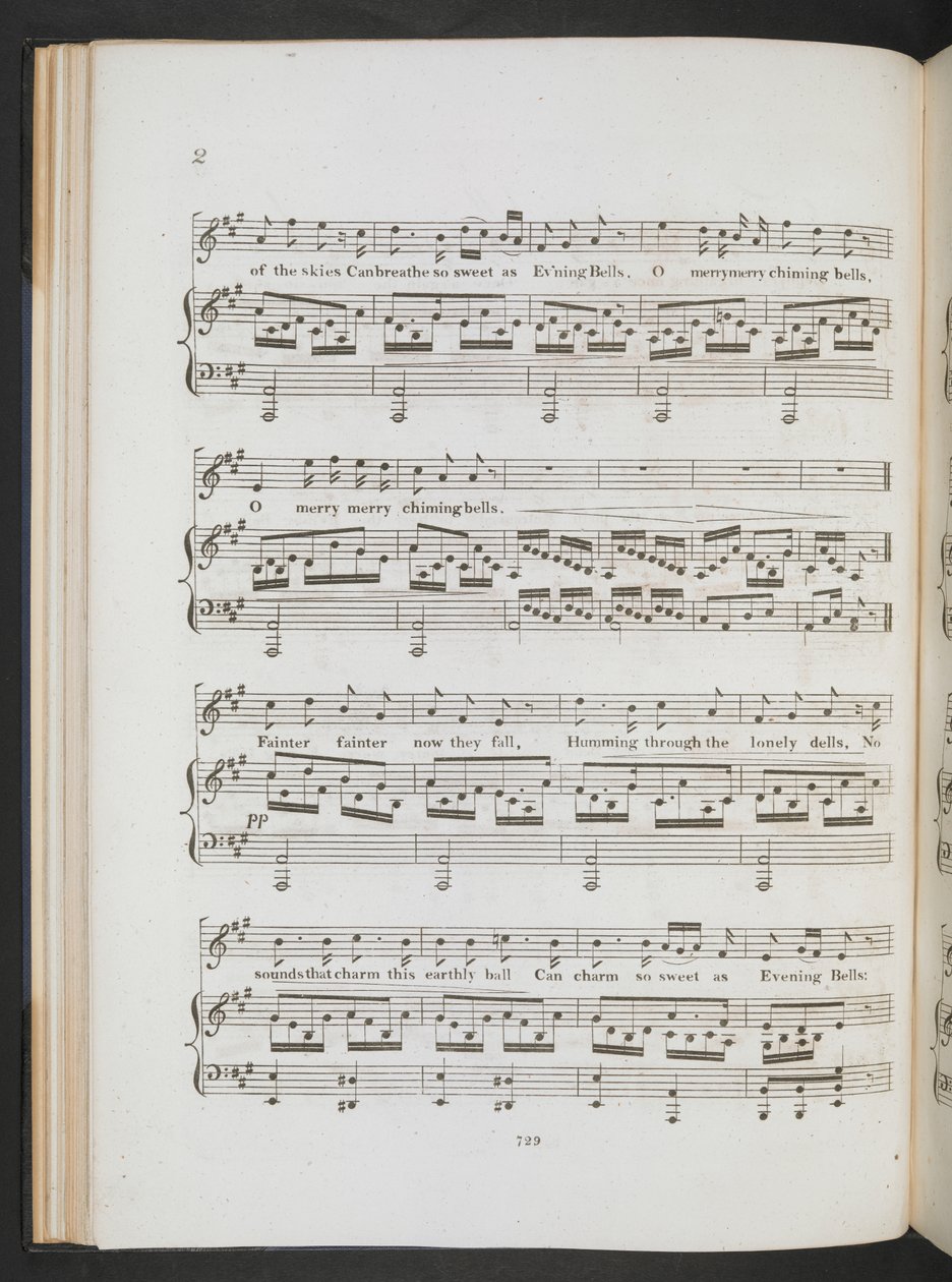 Musiikkikappale kappaleeseen Sweet the Merry Bells Ring Round John Clare & F.W. Crouch, n. 1820 (painettu) tekijältä English School