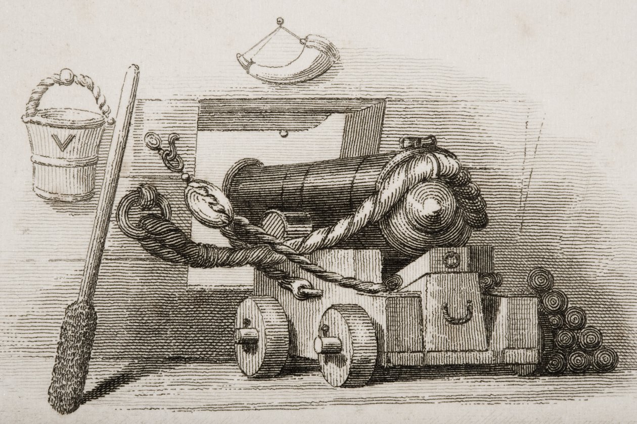 Naval Canon, kuvitus Englannin taisteluista merellä ja maalla, Lieut. Eversti Williams tekijältä English School