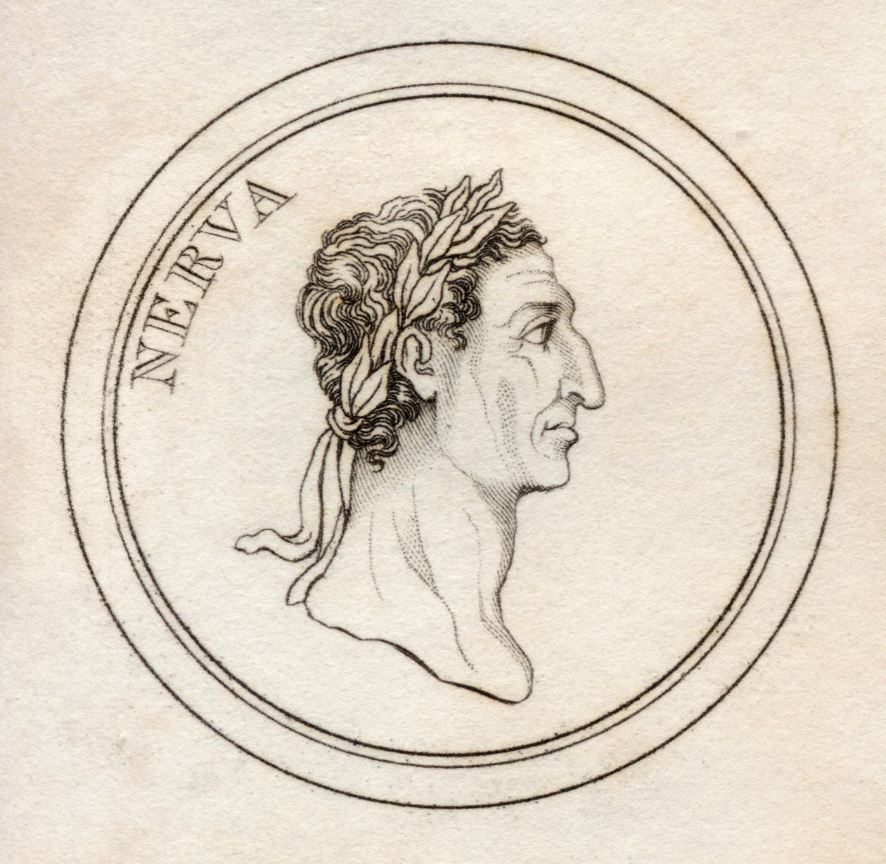 Nerva Caesar Augustus, Crabbin historiallisesta sanakirjasta, julkaistu 1825 (litografia). tekijältä English School