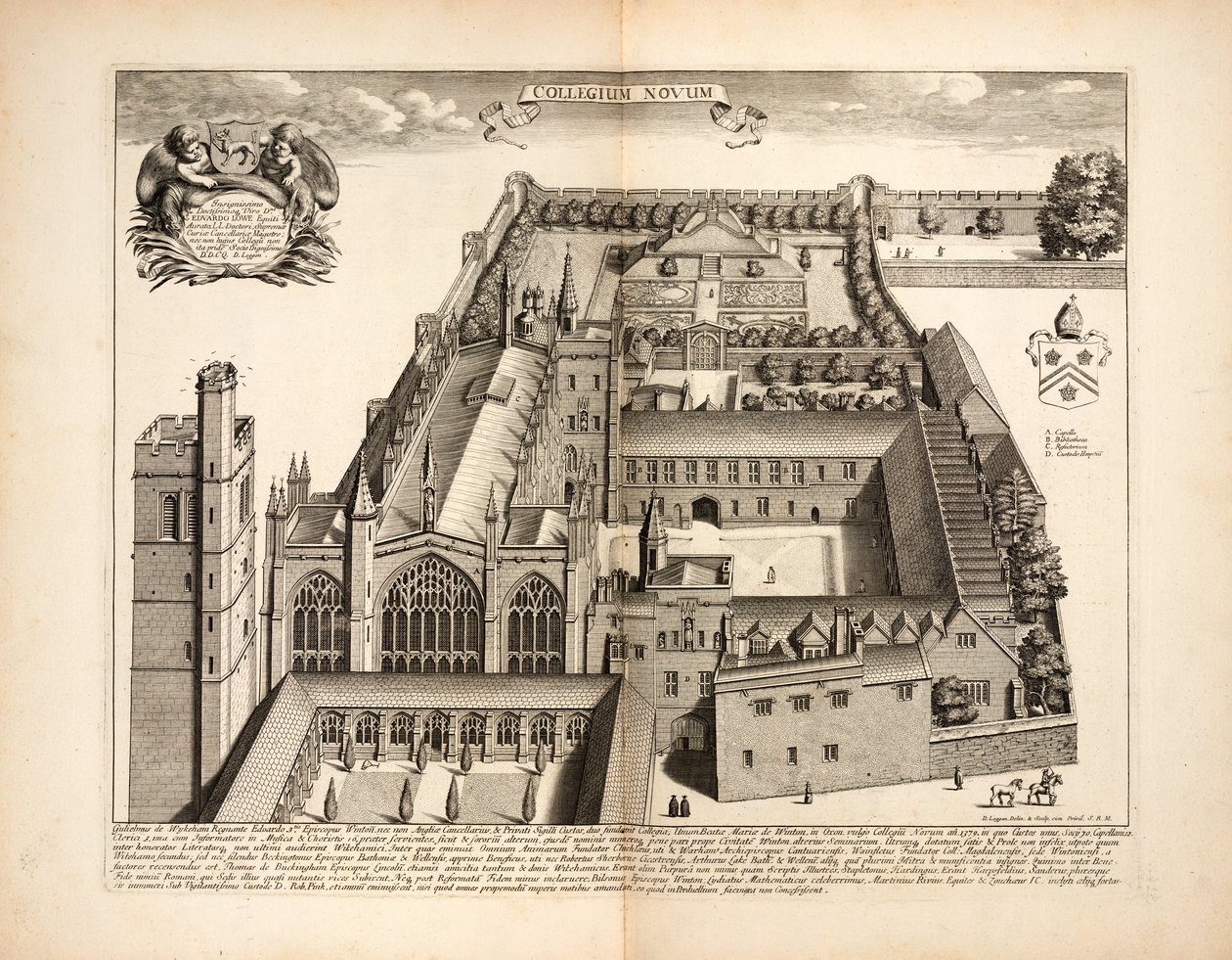New College, levy 19, Oxonia Illustrata, David Loggon, Oxford 1675 tekijältä English School