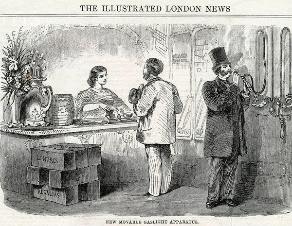 Uusi liikuteltava kaasuvalolaite, otettu London Illustrated Newsista tekijältä English School
