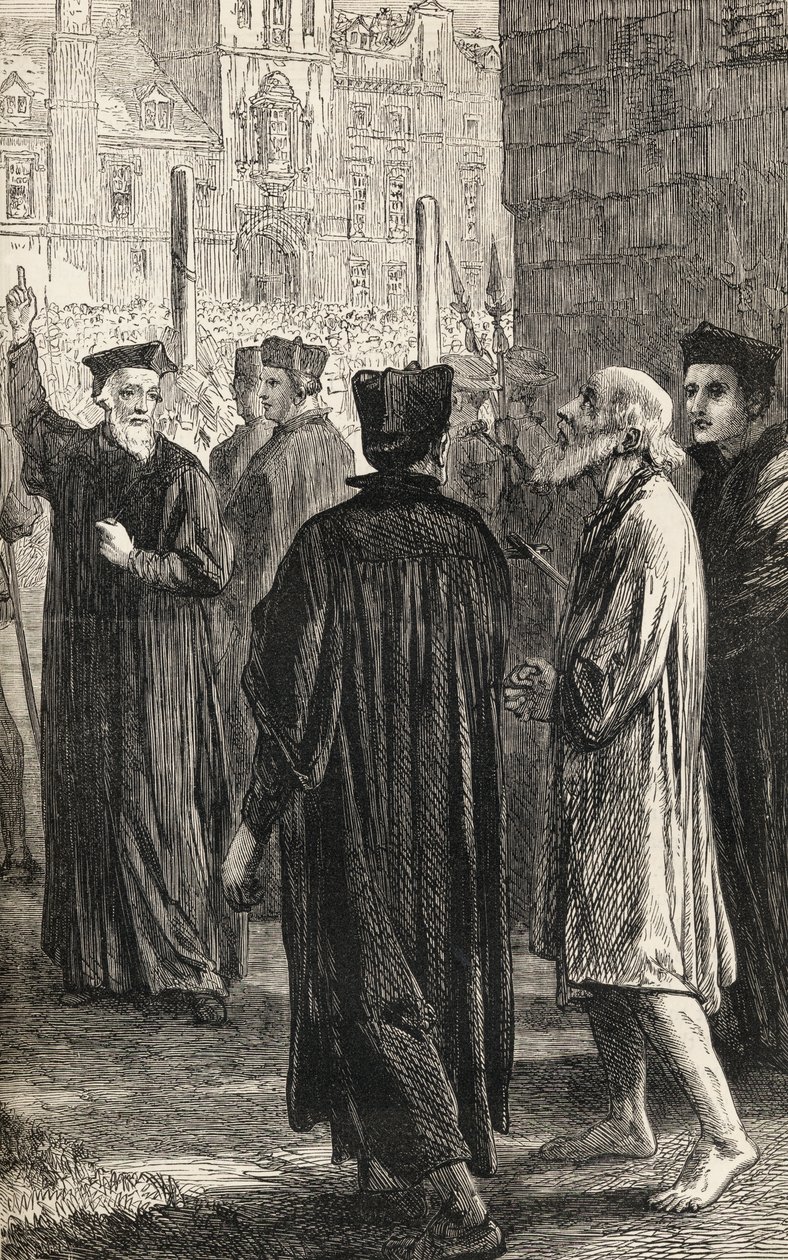 Nicholas Ridley matkalla teloitustaan, n.1865 (puukaiverrus) tekijältä English School