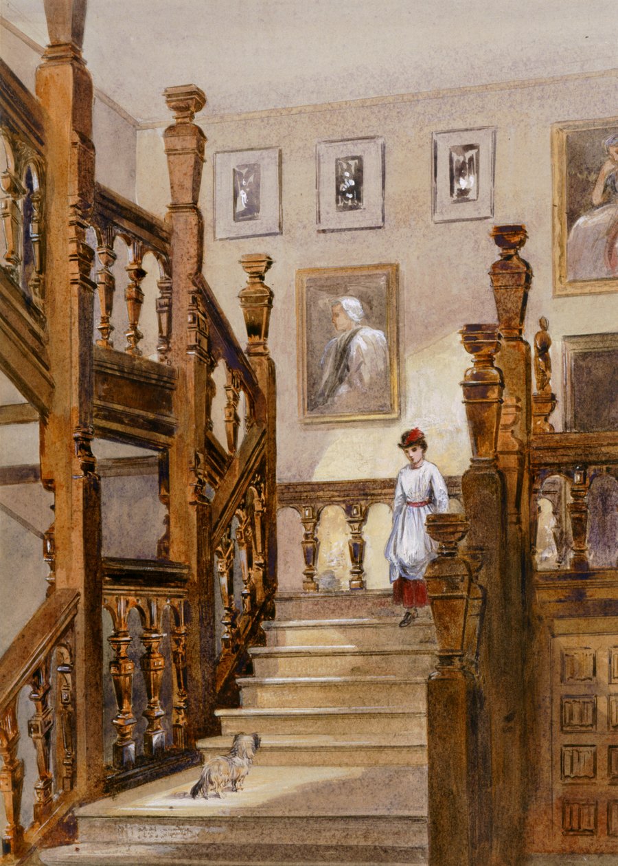 Pohjoisportaat, Audley End House, 1800-luvun loppu (akvarelli paperille) tekijältä English School