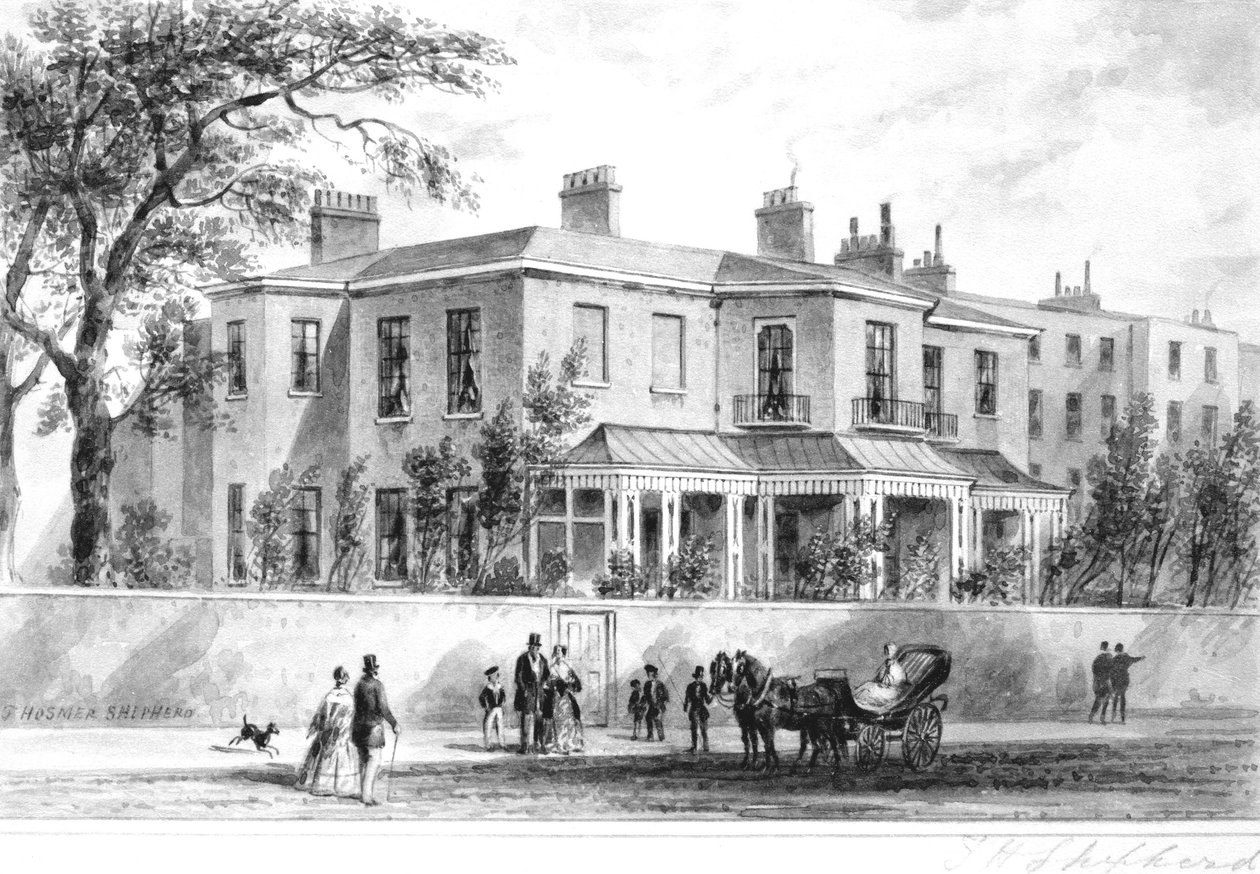 Luoteisnäkymä Camelford Housesta, 1850 tekijältä English School