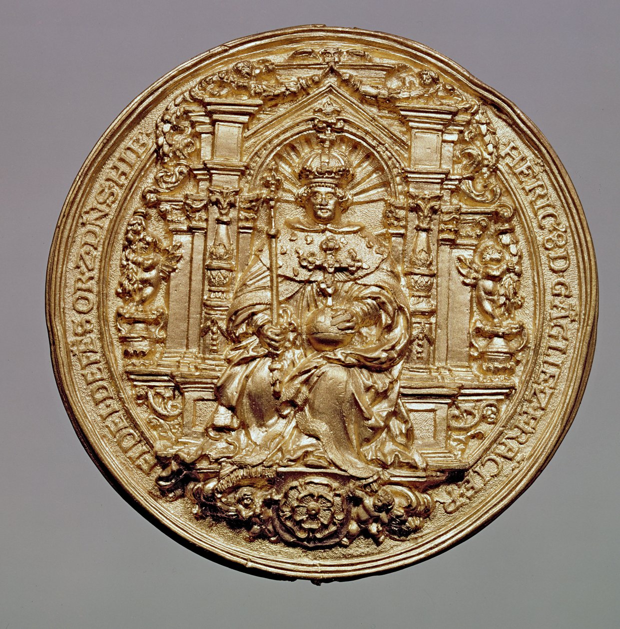 Henrik VIII:n (1491-1547) sinetin etupuoli (kulta) (katso kääntöpuoli 181809) tekijältä English School