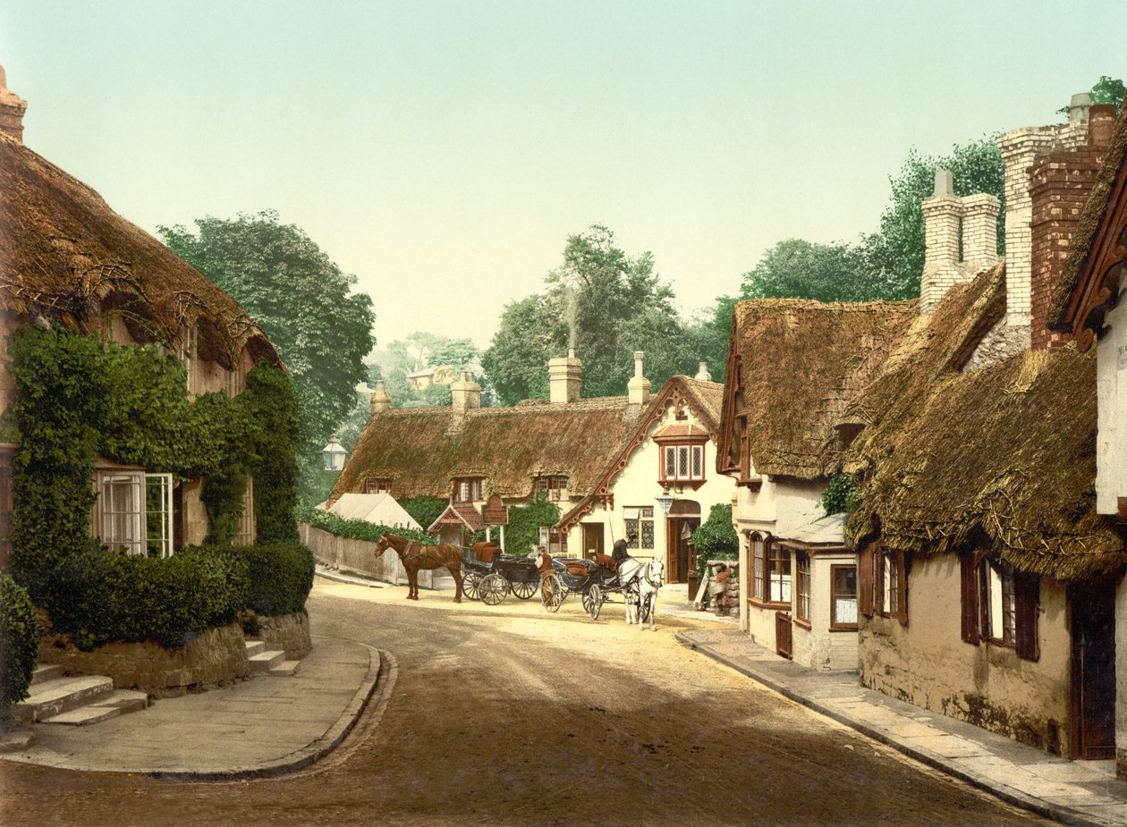 Old Village Shanklin (käsin värjätty valokuva) tekijältä English School