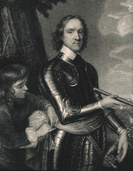 Oliver Cromwell (1599-1658) The Gallery of Portraitsista, julkaistu 1833 (kaiverrus) tekijältä English School