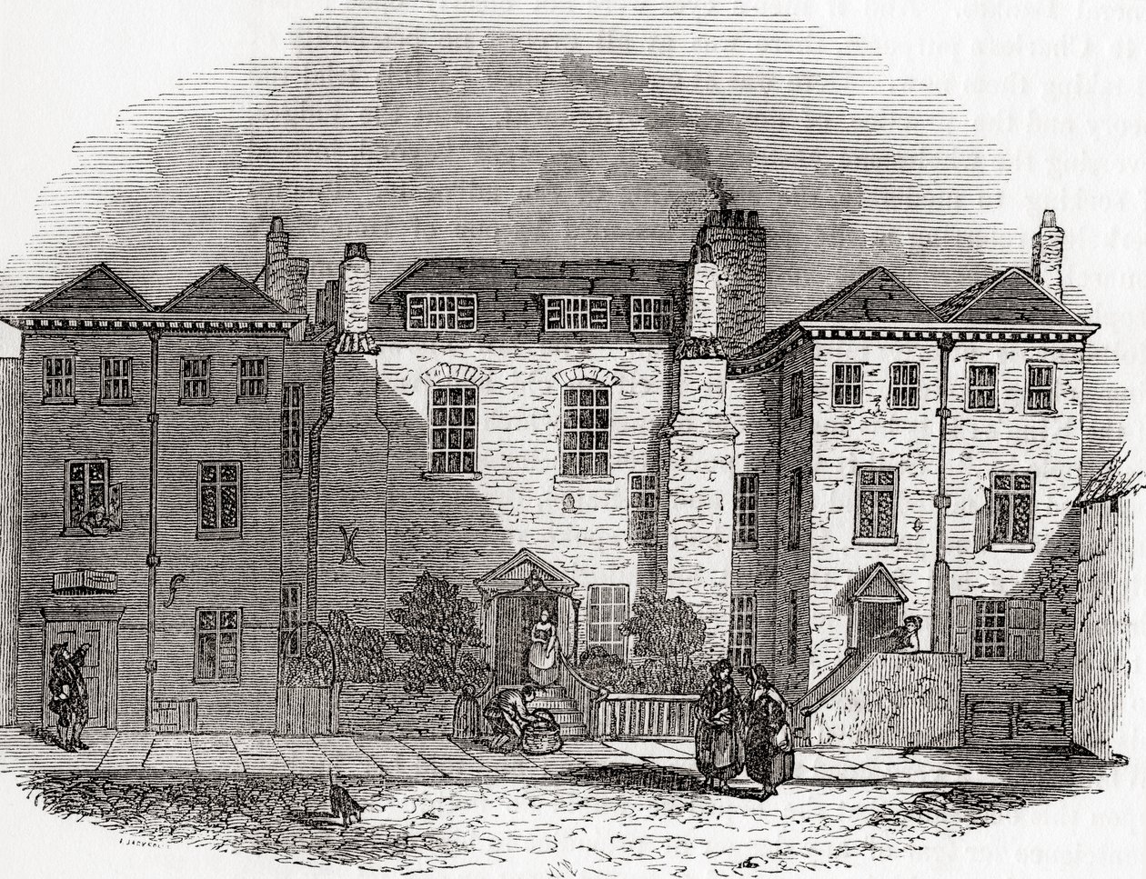 Oliver Cromwellin talo, Clerkenwell Close, Lontoo, Englanti, Vanhasta Englannista: Kuvamuseo, pubi. 1847 tekijältä English School