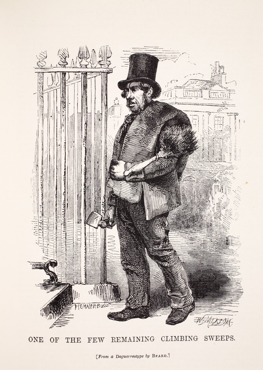 Yksi harvoista jäljellä olevista savupiipun lakaisukoneista, Richard Beardin daguerrotypiasta, kuvitus London Laborista ja London Poor, Henry Mayhew, pubi. 1862 tekijältä English School