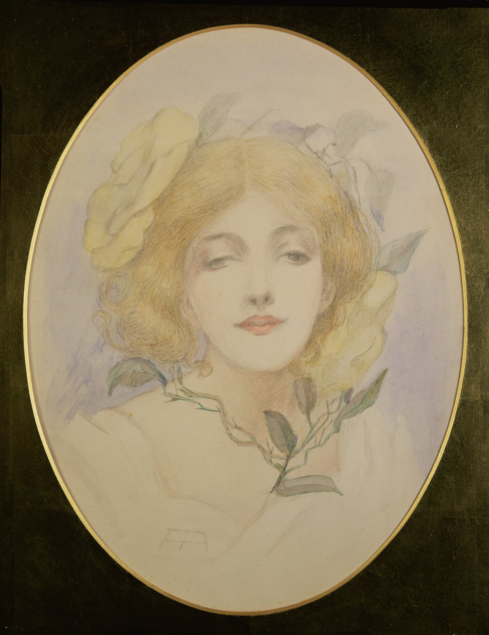 Ophelia, n. 1890 (akvarelli paperille) tekijältä English School