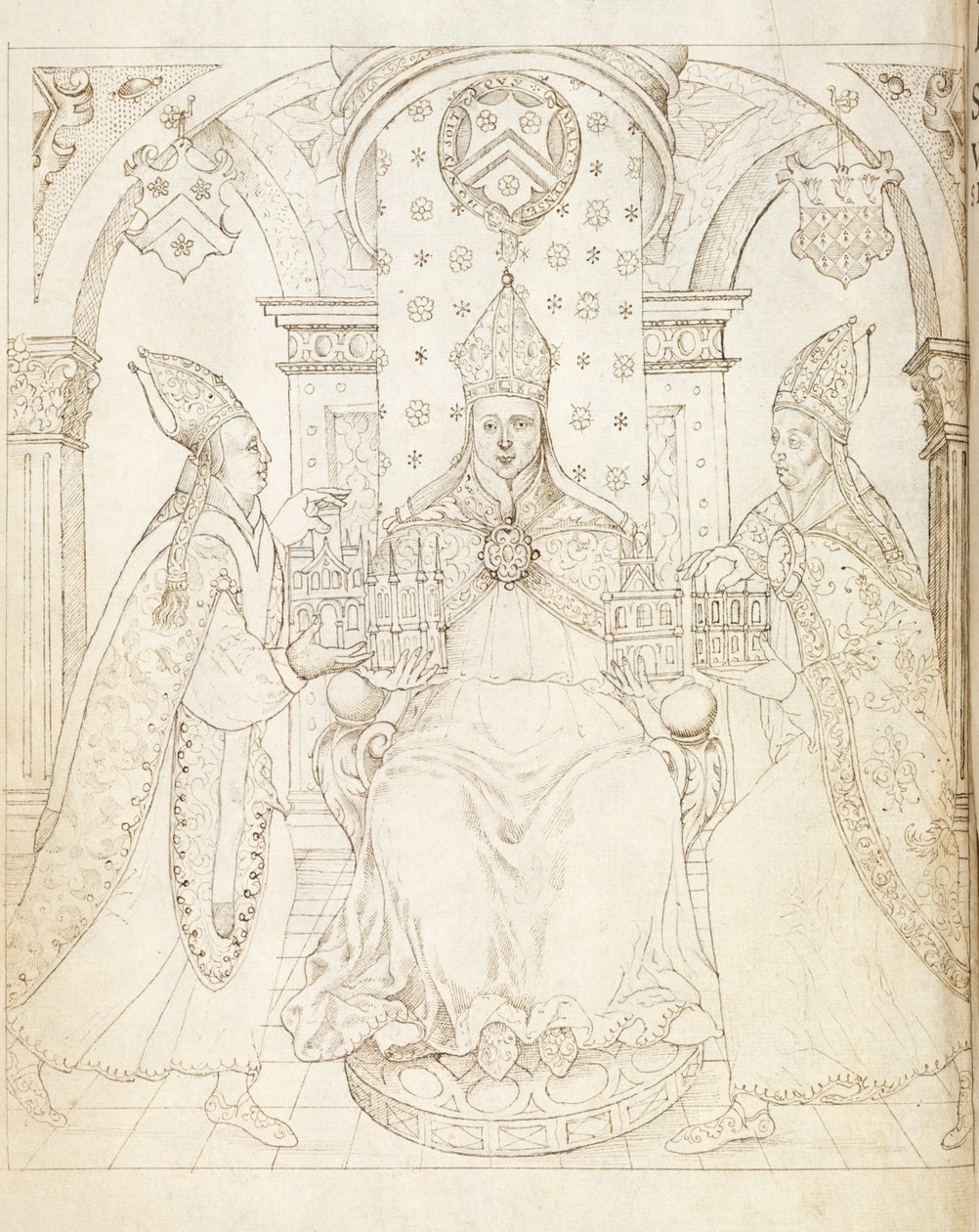 Vastapäätä otsikkosivua Life of William of Wykeham, Thomas Martin, Lontoo 1597 tekijältä English School