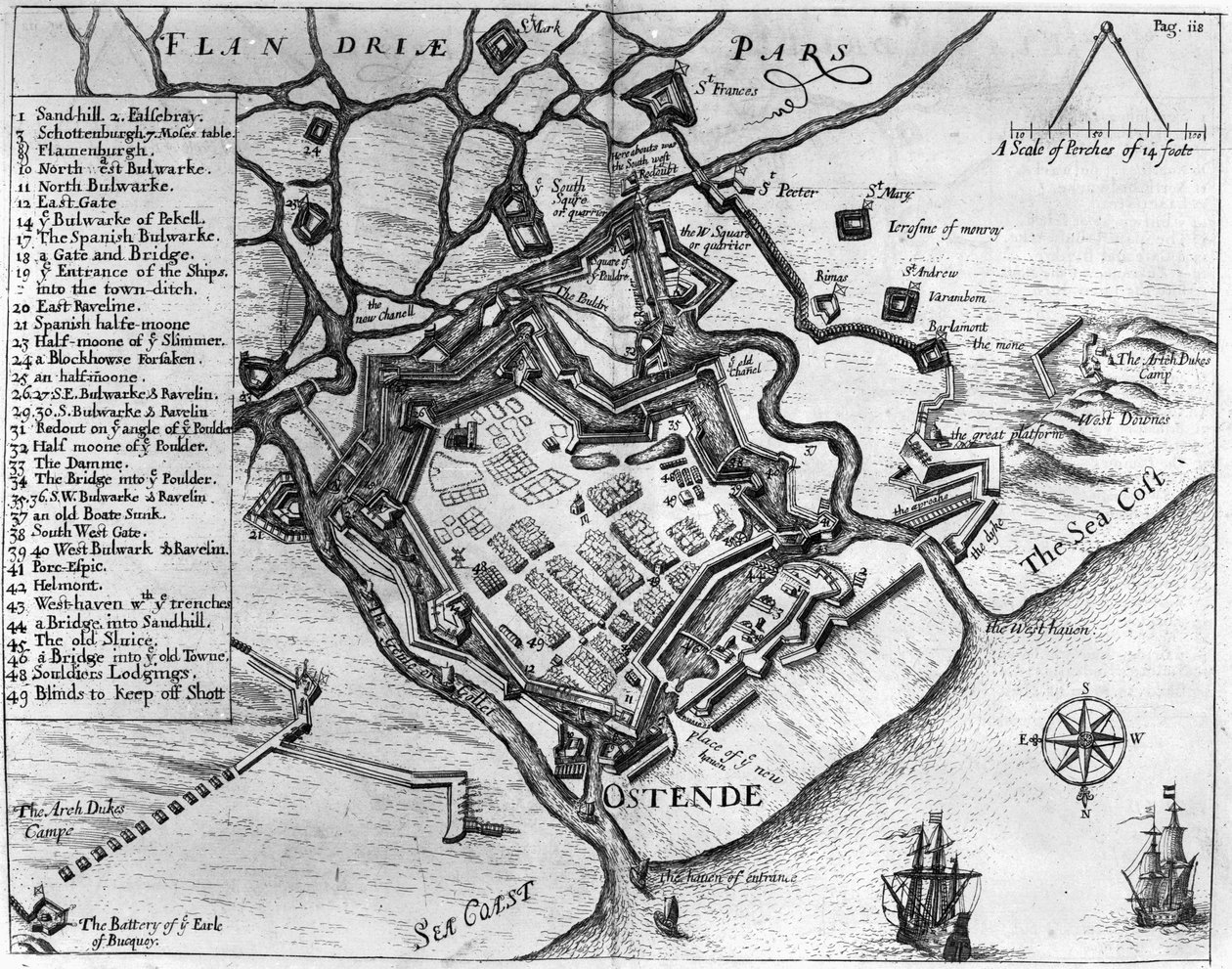 Ostende, Francis Veren (1560-1609), pub. kirjoittanut William Dillingham, 1657 (kaiverrus) tekijältä English School