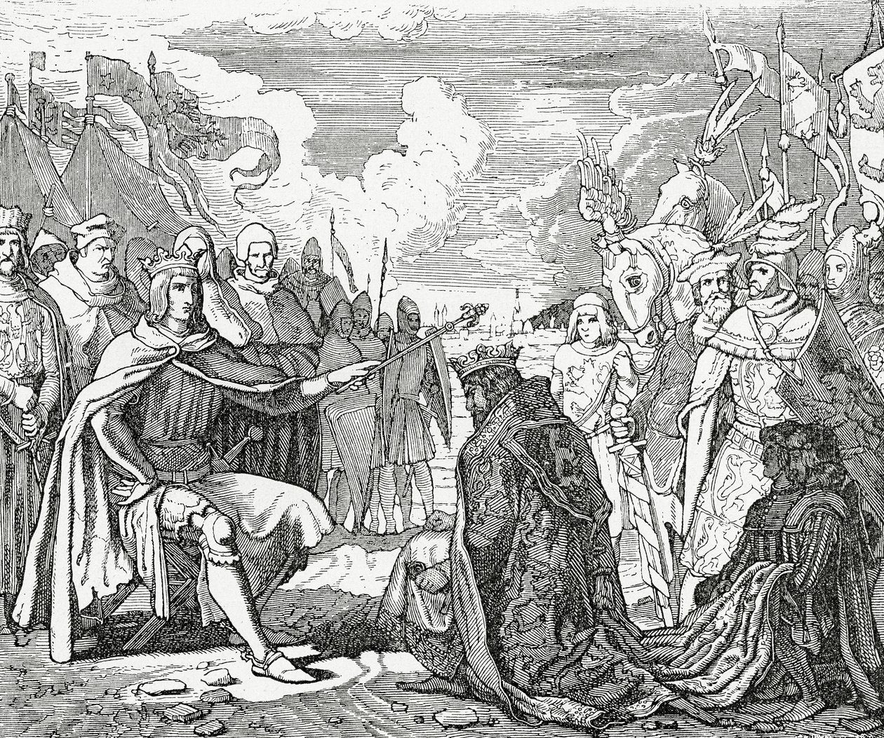 Ottokar II Böömiläinen kunnioittaa Rudolph I:tä, Saksan kuningasta vuonna 1276, 1882 tekijältä English School