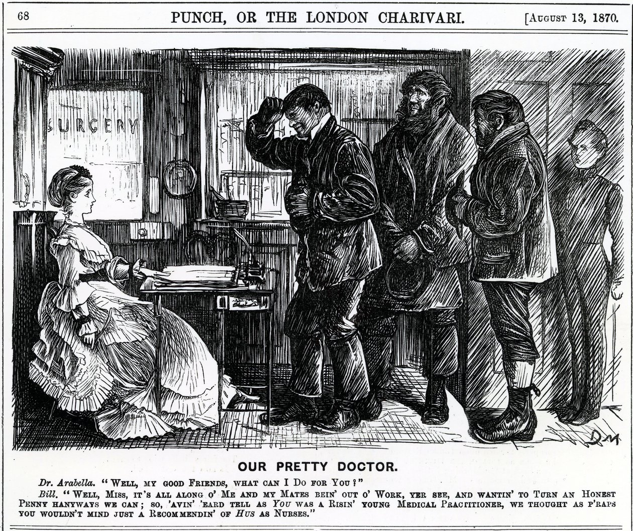 Meidän kaunis lääkäri, julkaistu Punch Magazinessa, 1870 tekijältä English School