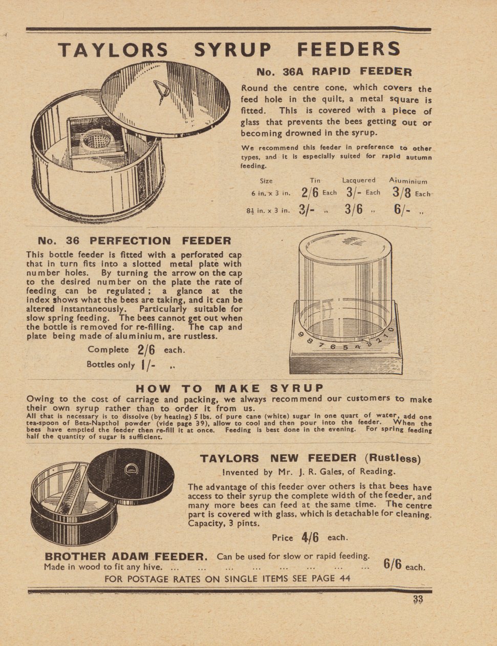 Sivu Taylors Bee Supplies -luettelo tekijältä English School