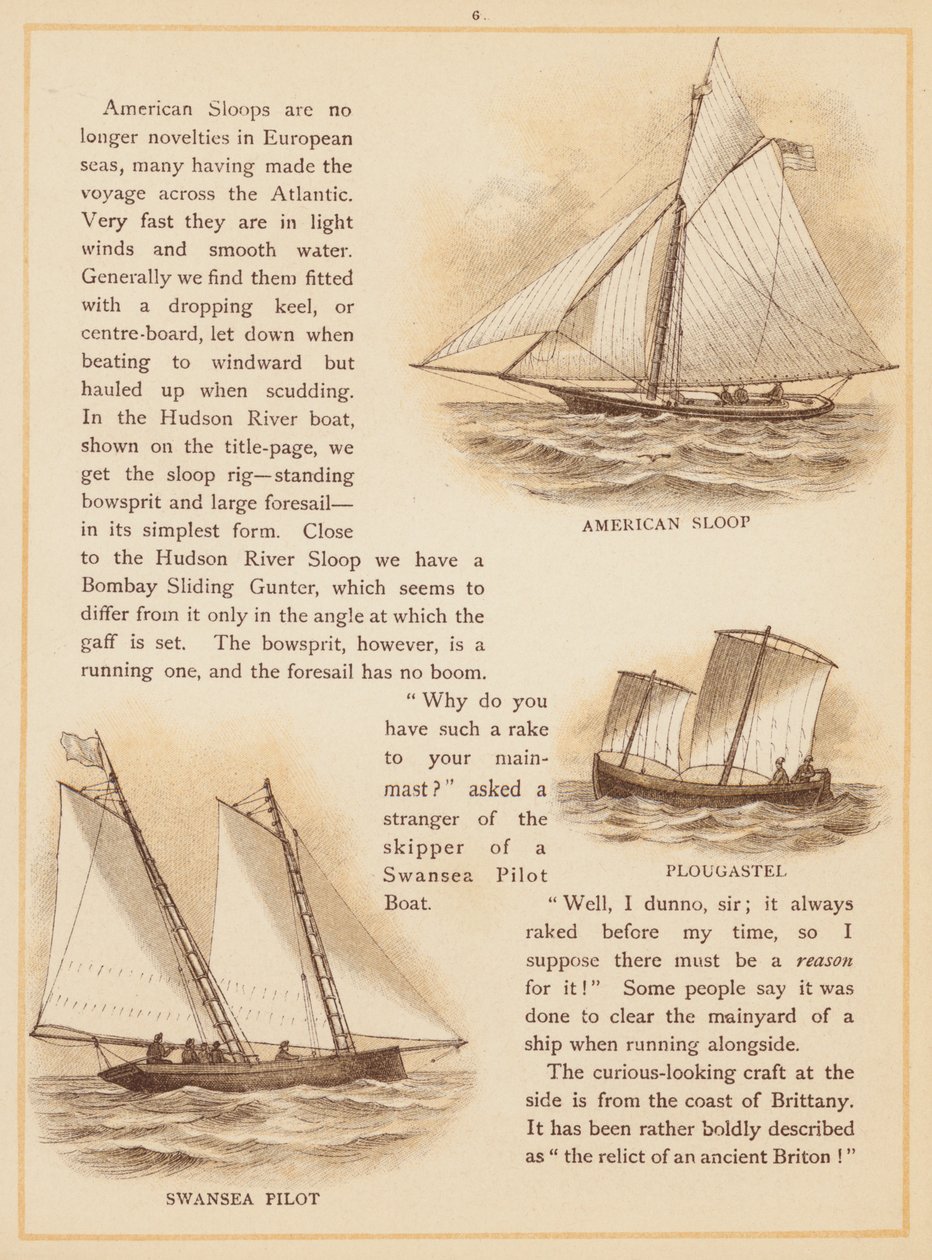Sivu teoksesta The Boats of the World, 1800-luvun loppupuoli (värilitografia). tekijältä English School