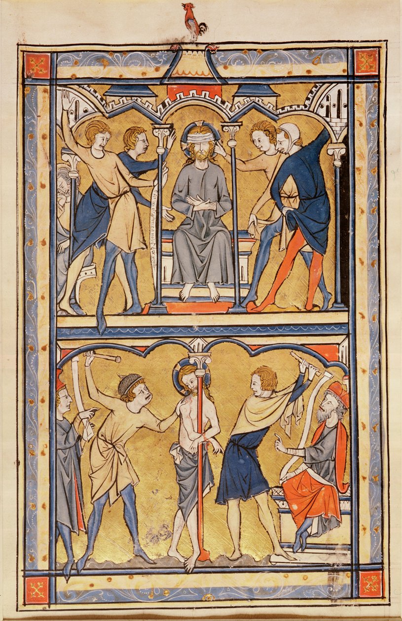 Sivu psalterista, n. 1270 (tempera vellum) tekijältä English School