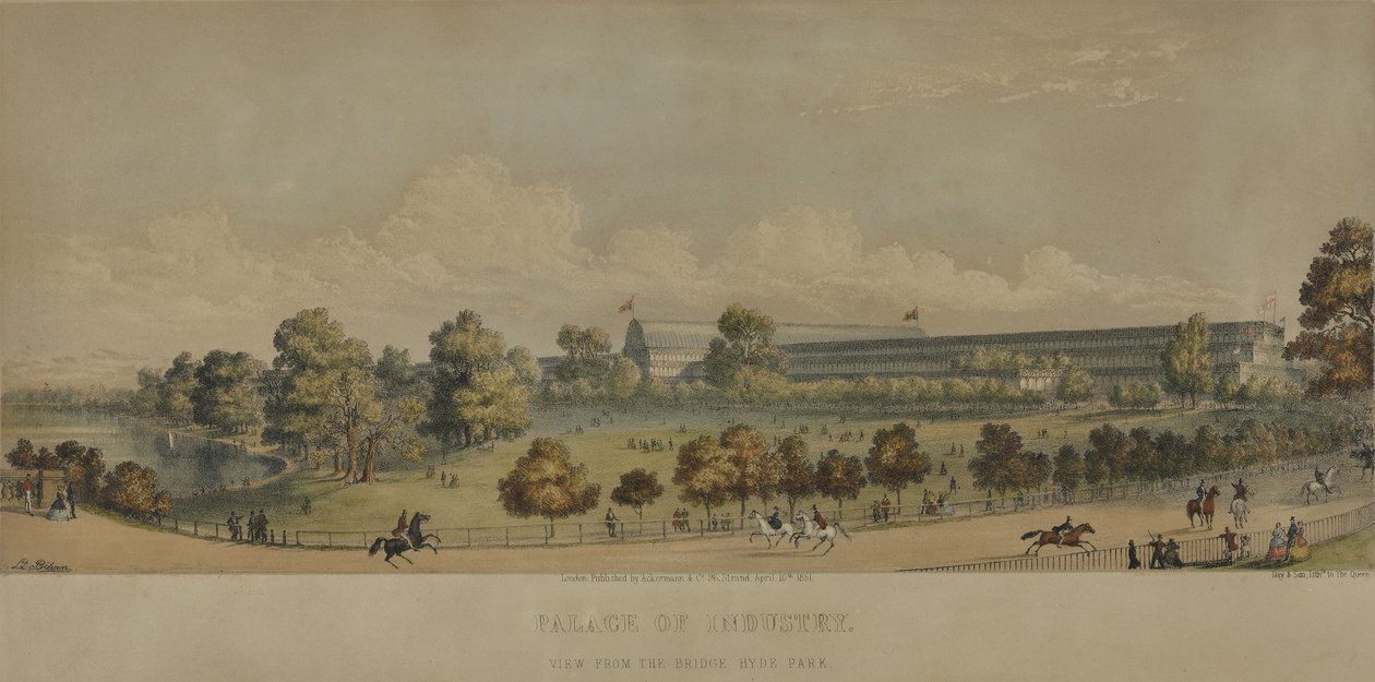 Teollisuuspalatsi; Näkymä sillalta, Hyde Park, 1851 tekijältä English School