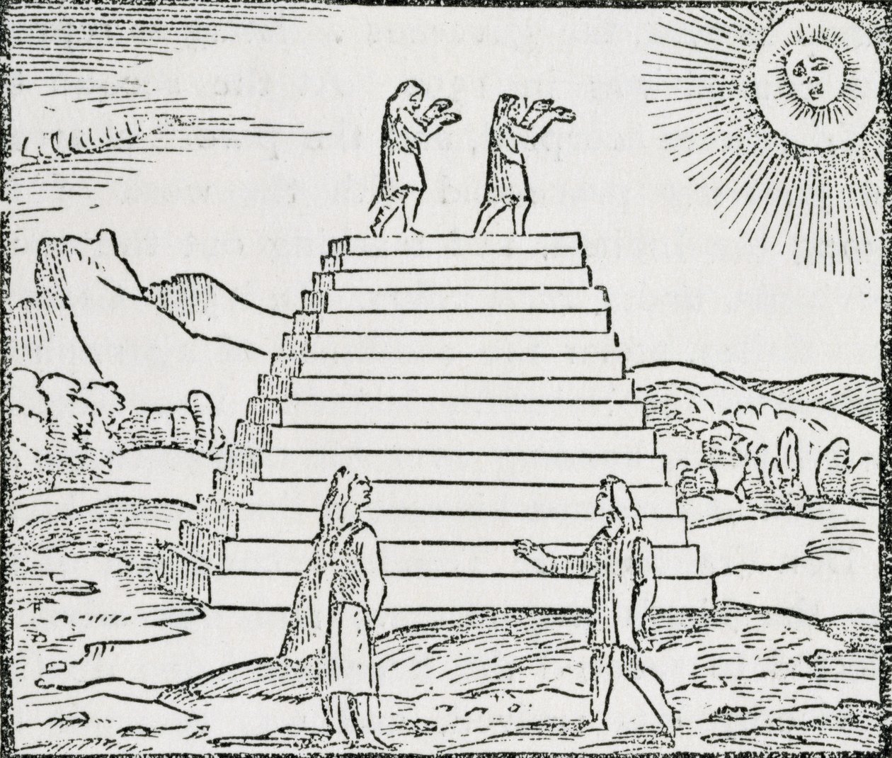 "Peruians Worshiping the Sun", julkaisusta "The Narrative and Critical History of America", toimittanut Justin Winsor, Lontoo, 1886 tekijältä English School