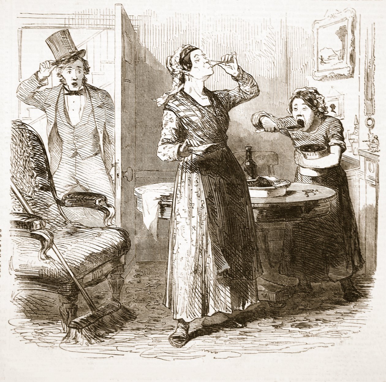 Kuvankauniita luonnoksia Lontoosta: The Lodging House, The Illustrated London News, 1849 tekijältä English School