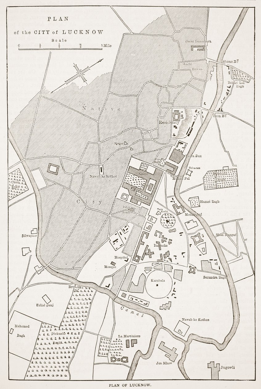 Lucknowin kaupungin suunnitelma, Cassells Illustrated History of England tekijältä English School