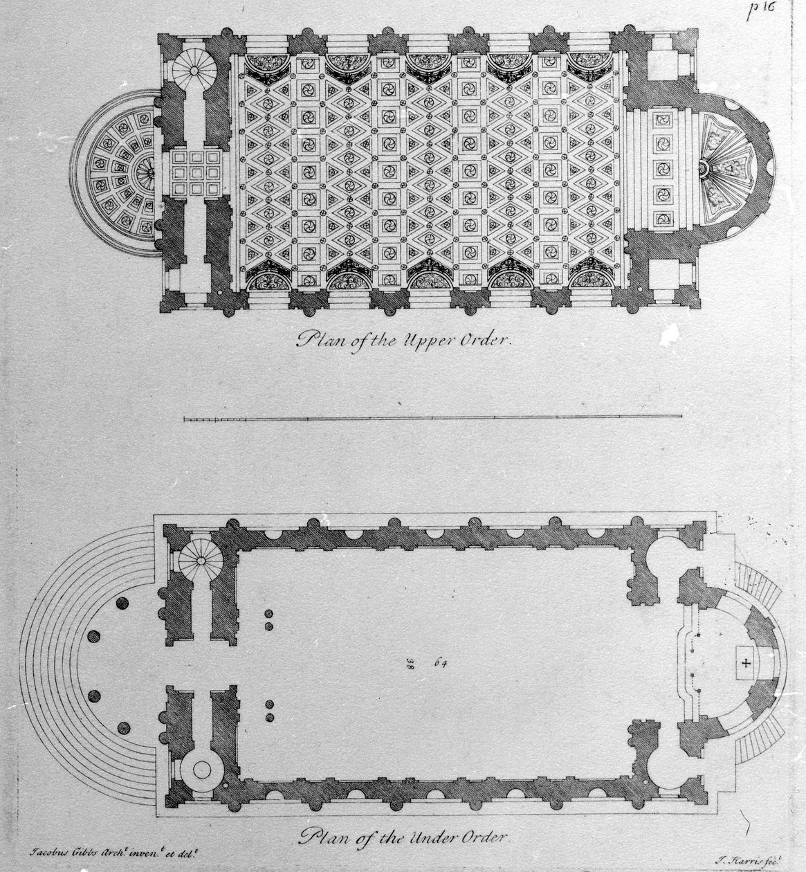 Suunnitelma St. Marys Le Strandin ylemmistä ja alemmista ritarikunnista, Westminster, 1720 tekijältä English School