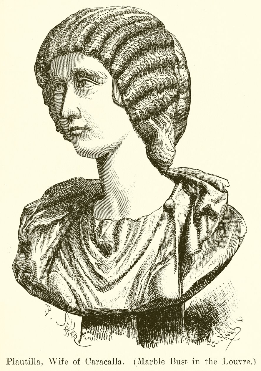 Plautilla, Caracallan vaimo. (marmoririntakuva Louvressa) (kaiverrus) tekijältä English School