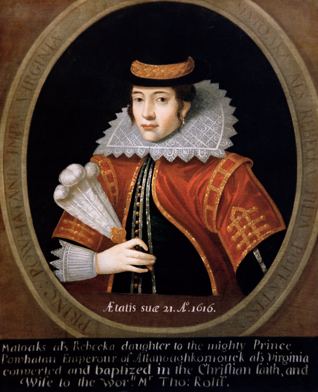 Pocahontas (n. 1595-1617) 1616 (öljy kankaalle) tekijältä English School