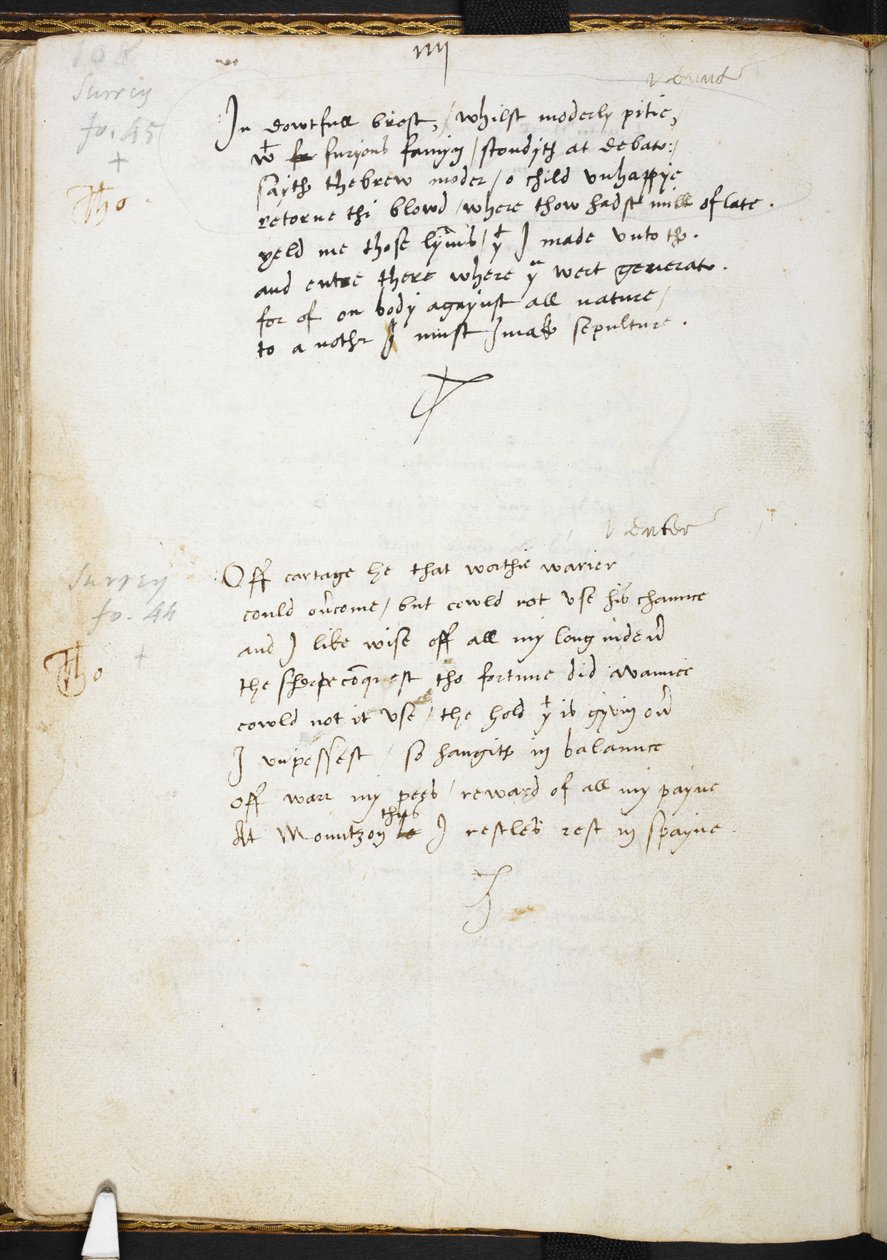 Sir Thomas Wyattin runot, f.54v, noin 1530-39 (muste paperille). tekijältä English School