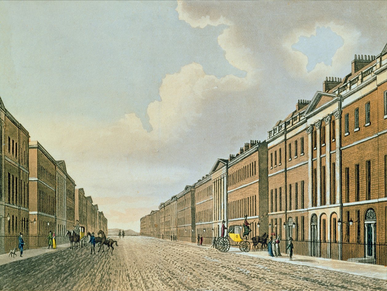 Portland Place, n. 1812 (värillinen akvatinta) tekijältä English School