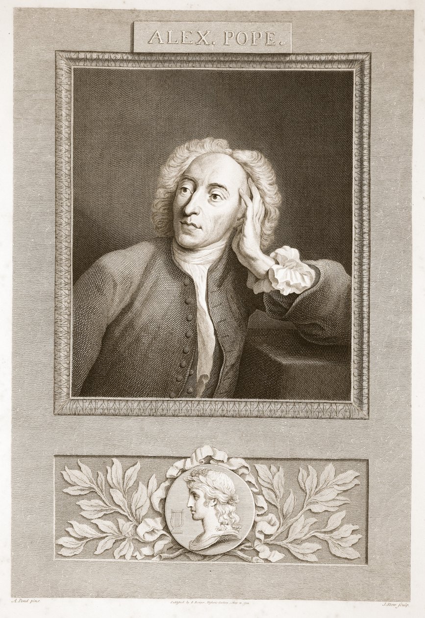 Alexander Popen muotokuva, David Humen kuvitus Englannin historia, pubi. R. Bowyer, Lontoo, 1812 tekijältä English School