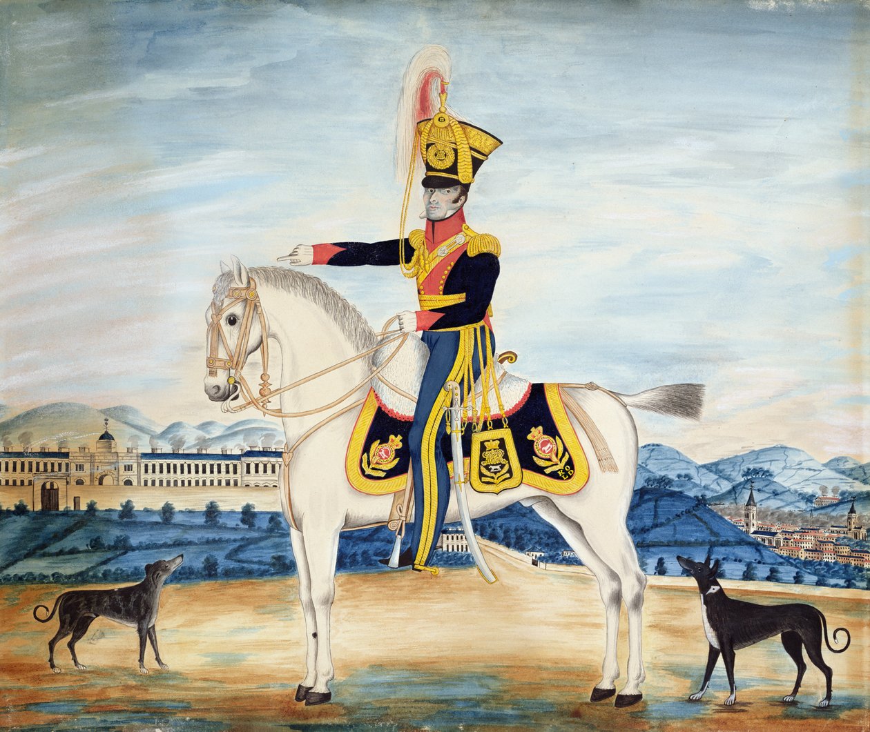 Muotokuva kapteeni William Manfullista täydessä sotilaspuvussa, 1822 (wc, guassi ja kynä paperilla) tekijältä English School