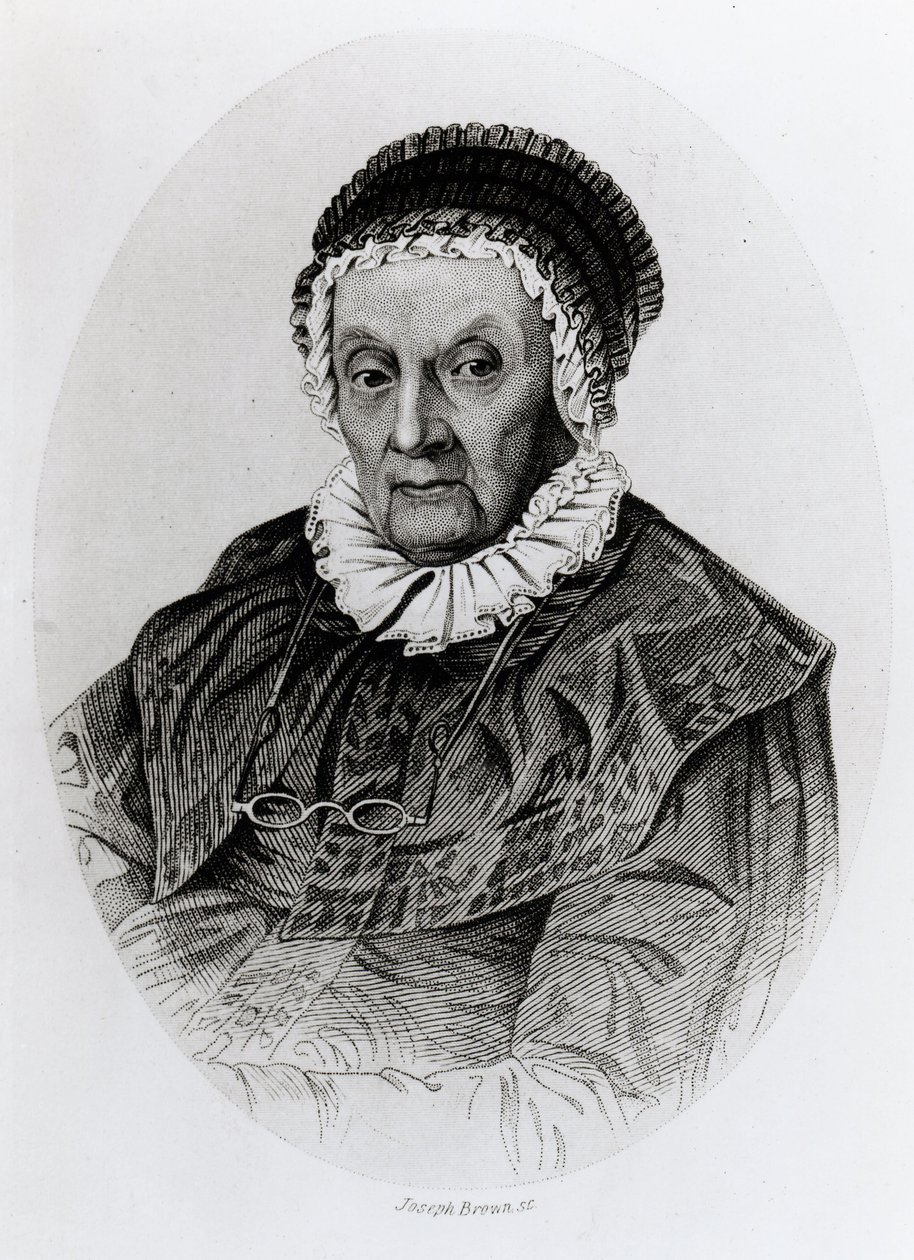 Joseph Brownin kaivertama Caroline Herschelin (1750-1848) muotokuva 92-vuotiaana tekijältä English School