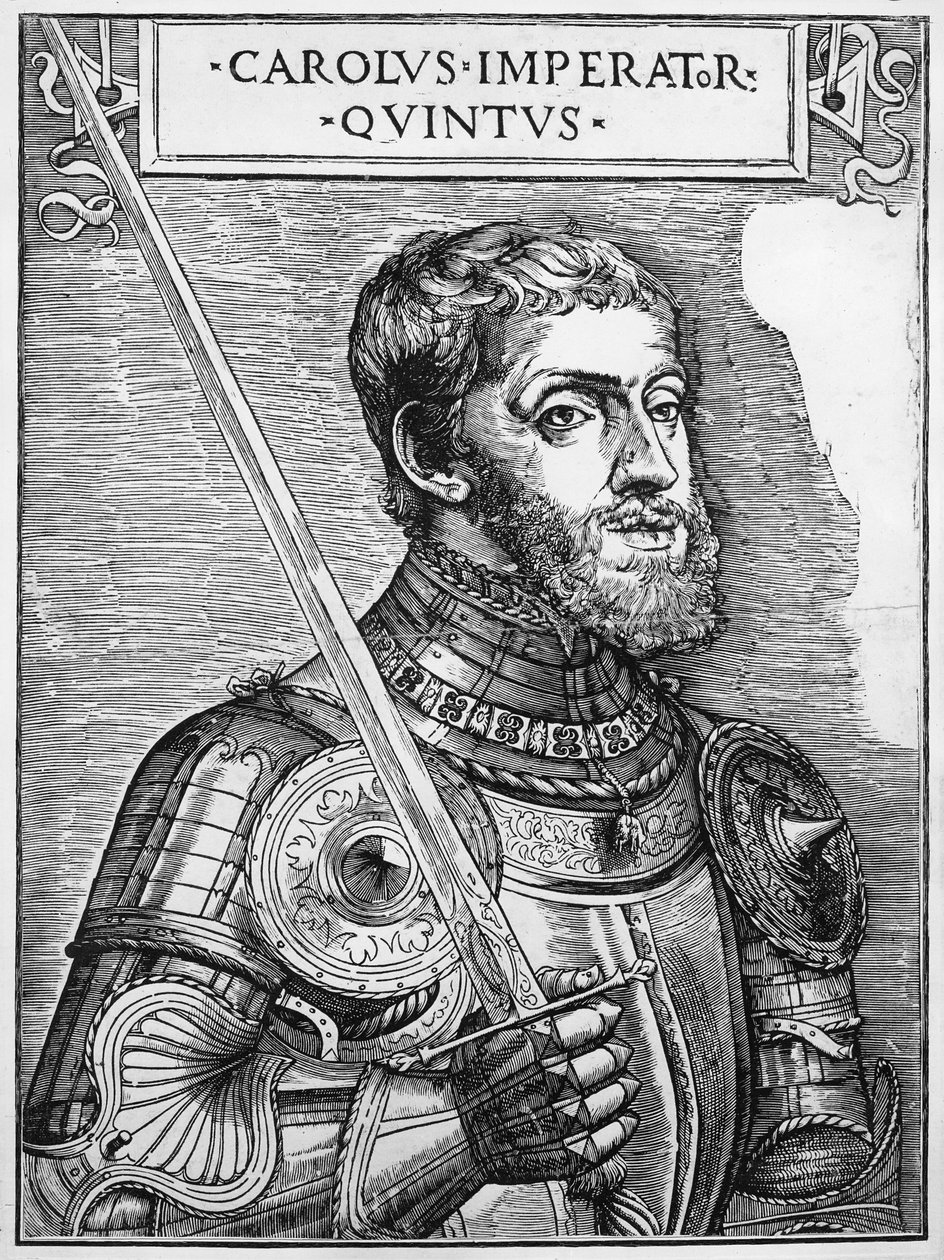Pyhän Rooman keisarin Kaarle V:n (1500-58) muotokuva tekijältä English School
