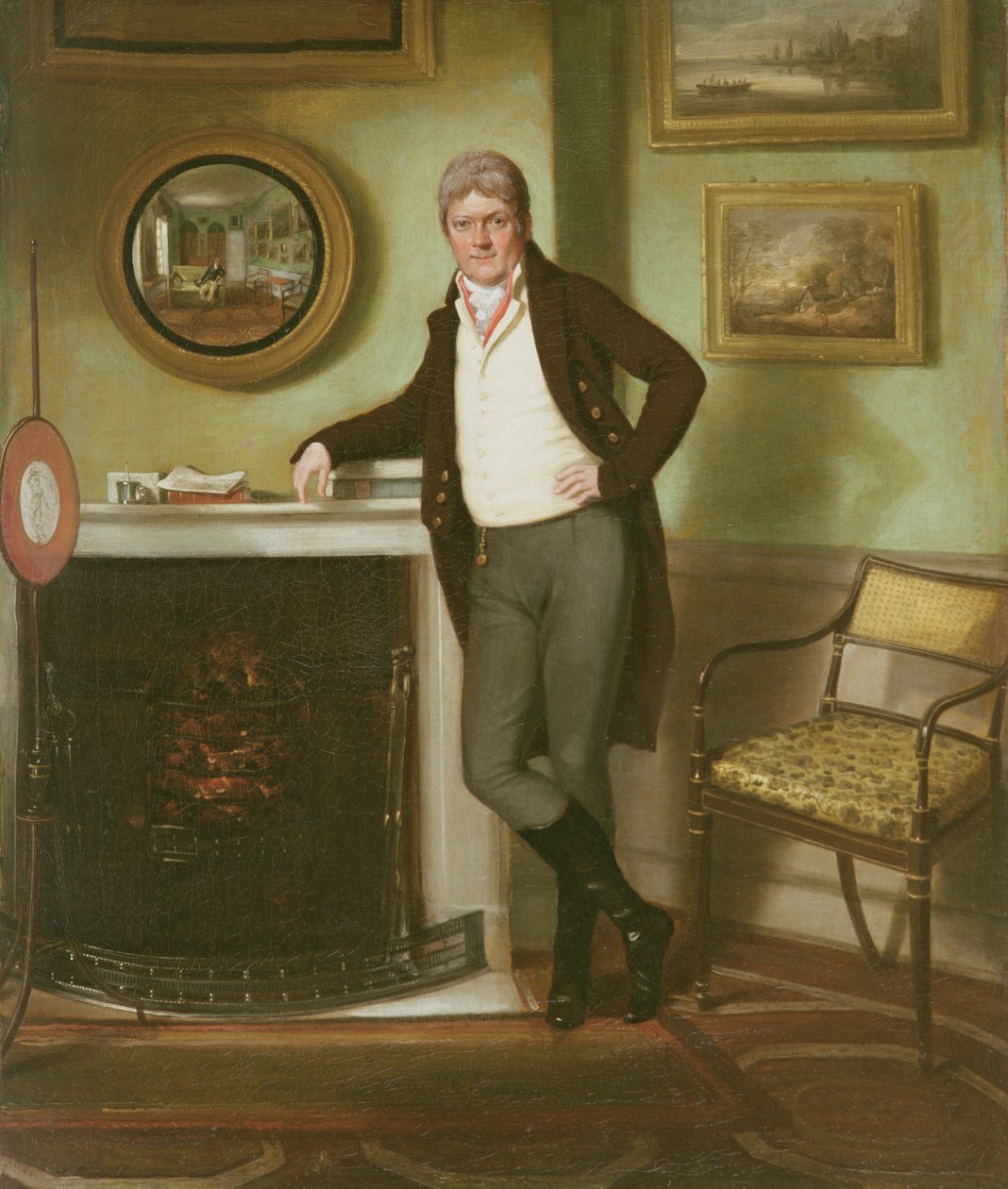 George Henckellin muotokuva hänen tutkimuksessaan, n. 1800 tekijältä English School