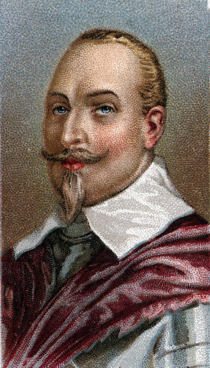 Muotokuva Gustavus Adolphus Ruotsista - Muotokuva Kustaa II Adolfista Ruotsin kuningas (1594-1632) - Sarjasta "" Miesten johtajat"" - Kromolitografia - Englantilainen koulu, 1900-luku - tekijältä English School