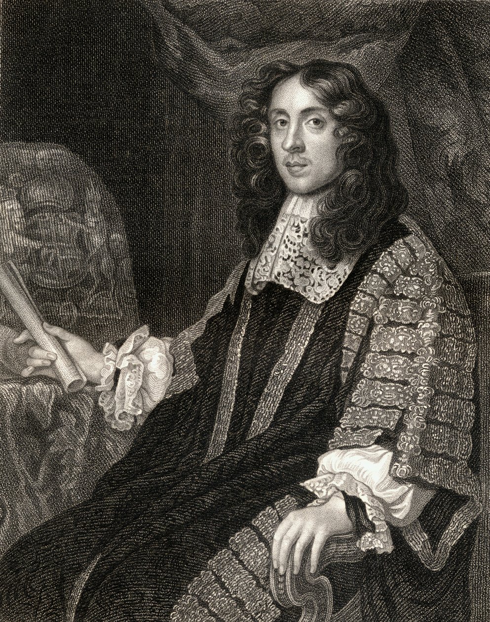 Heneage Finchin (1621-82) muotokuva Lodges British Portraitsilta, 1823 tekijältä English School