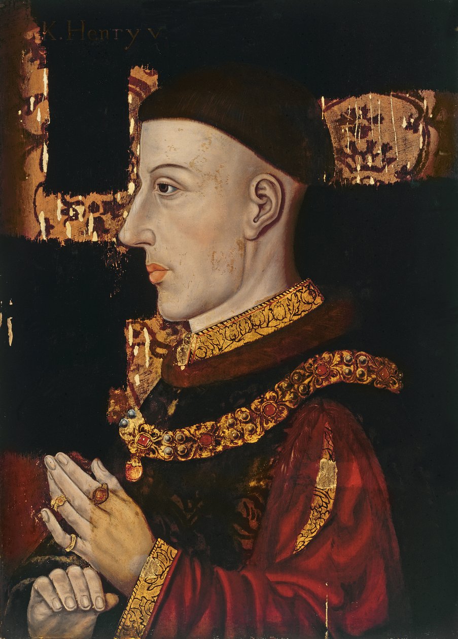 Henry V:n (1387-1422) muotokuva (restauroinnin aikana) (katso 99913) tekijältä English School
