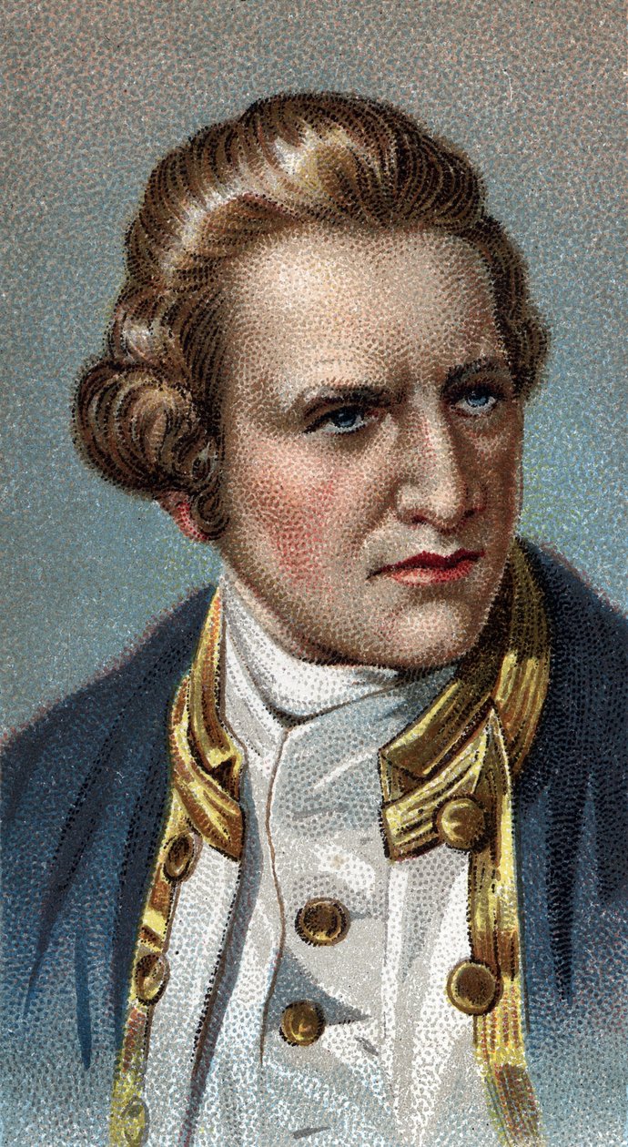 Muotokuva James Cookista - Muotokuva James Cookista (1728 - 1779), brittiläinen navigaattori - Sarjasta "" Leaders of Men"" - Kromolitografia - Englantilainen koulu, 1900-luku - tekijältä English School