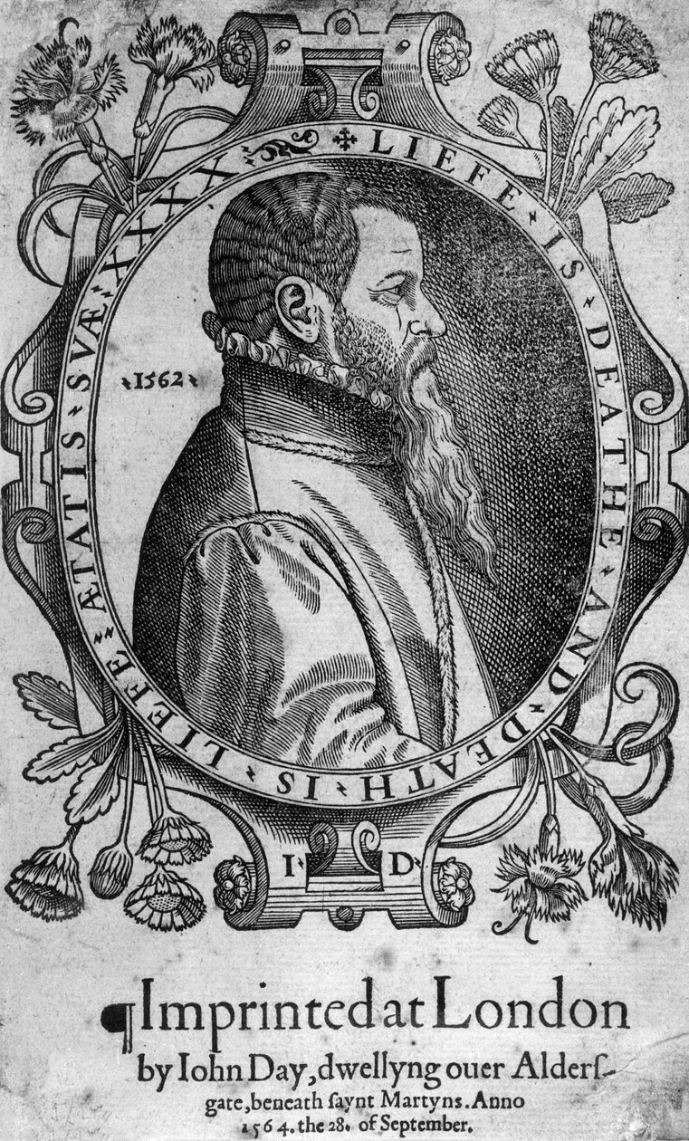 John Dayn muotokuva, Foxes Book of Martyrs -kirjan etupuoli, 1564 tekijältä English School