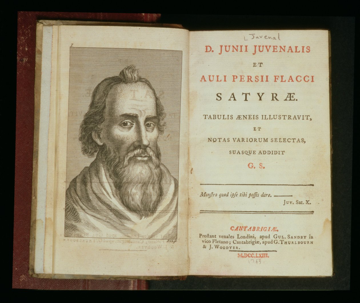 Juvenalin muotokuva The Satires of Juvenal ja Aulius Flaccus, 1763 (kaiverrus) tekijältä English School