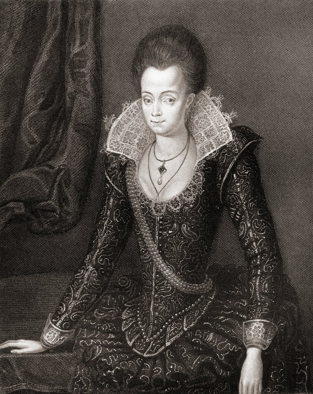 Lady Arabella Stuartin (1575-1615) muotokuva Lodges British Portraitsista, 1823 tekijältä English School