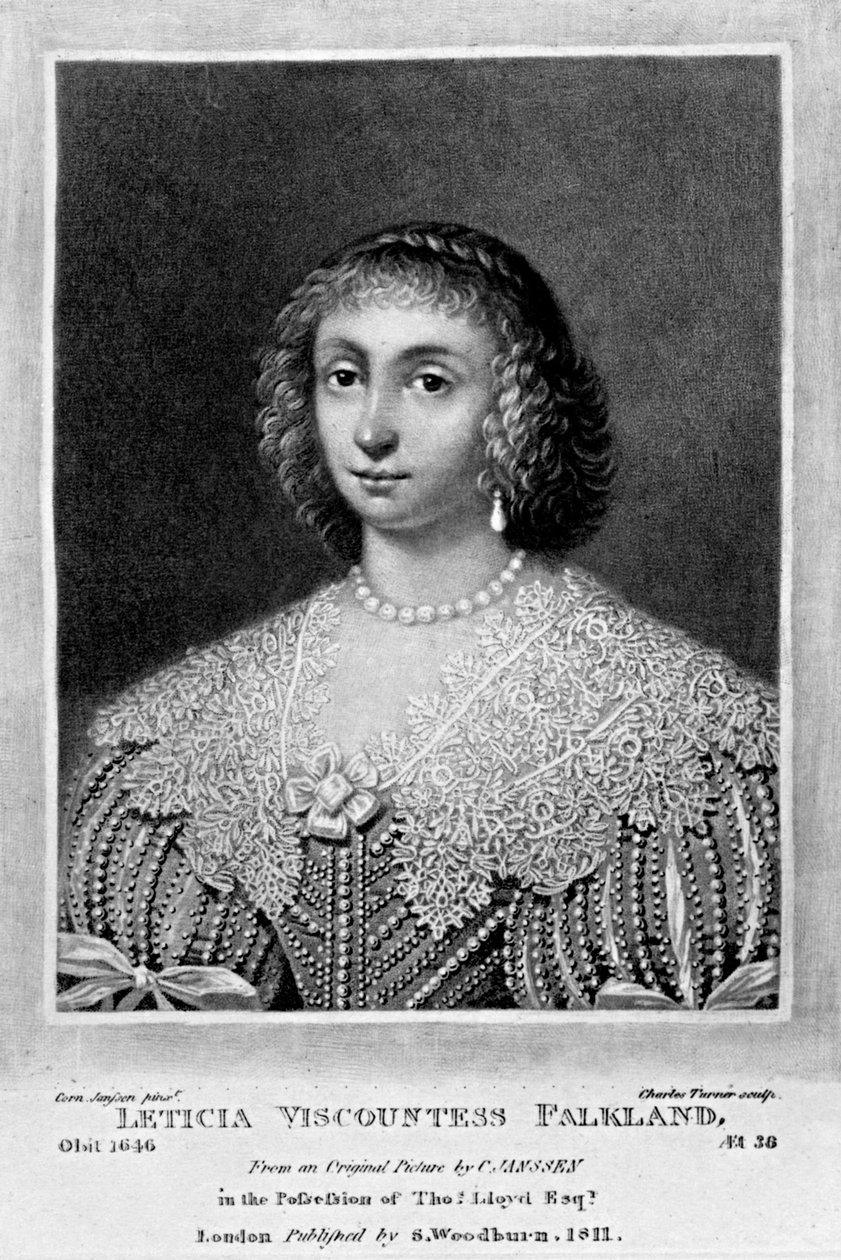 Lady varakreititär Falklandin muotokuva Richard Earlomin ja Charles Turnerin teoksesta Characters Illustrious in British History, 1815 tekijältä English School