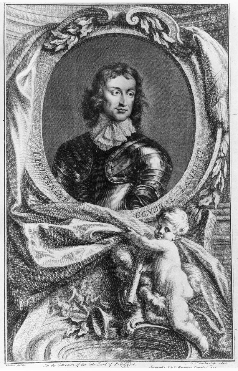 Kenraaliluutnantti John Lambertin (1619-83) muotokuva, kaivertaja Jacobus Houbraken (1698-1780). tekijältä English School