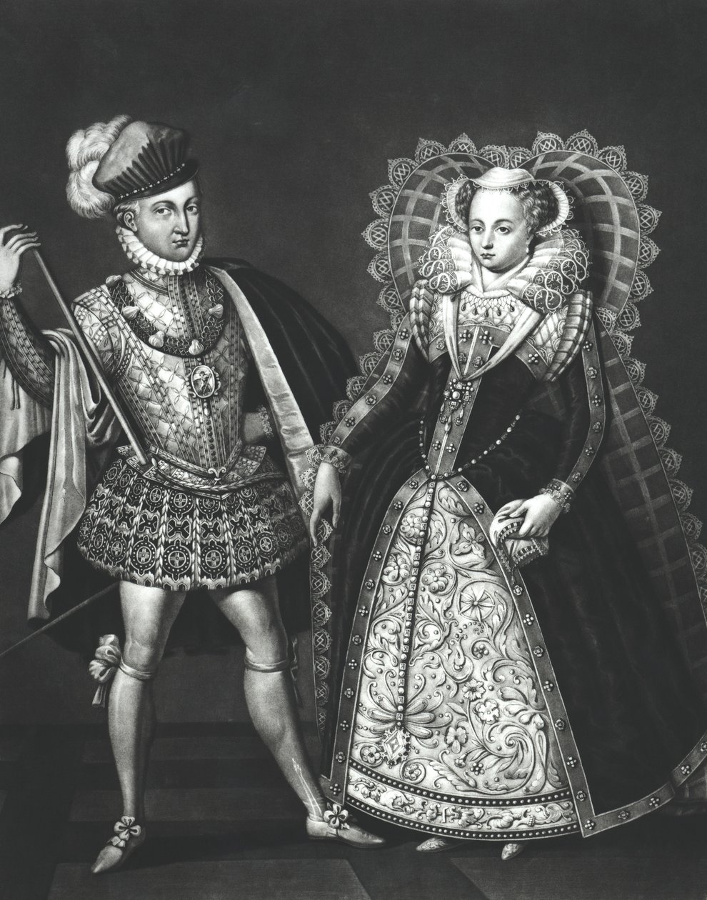 Muotokuva Mary Queen of Scotsista (1542-87) ja Henry Stewart, Lord Darnley (1545-67), 29. kesäkuuta 1565 tekijältä English School