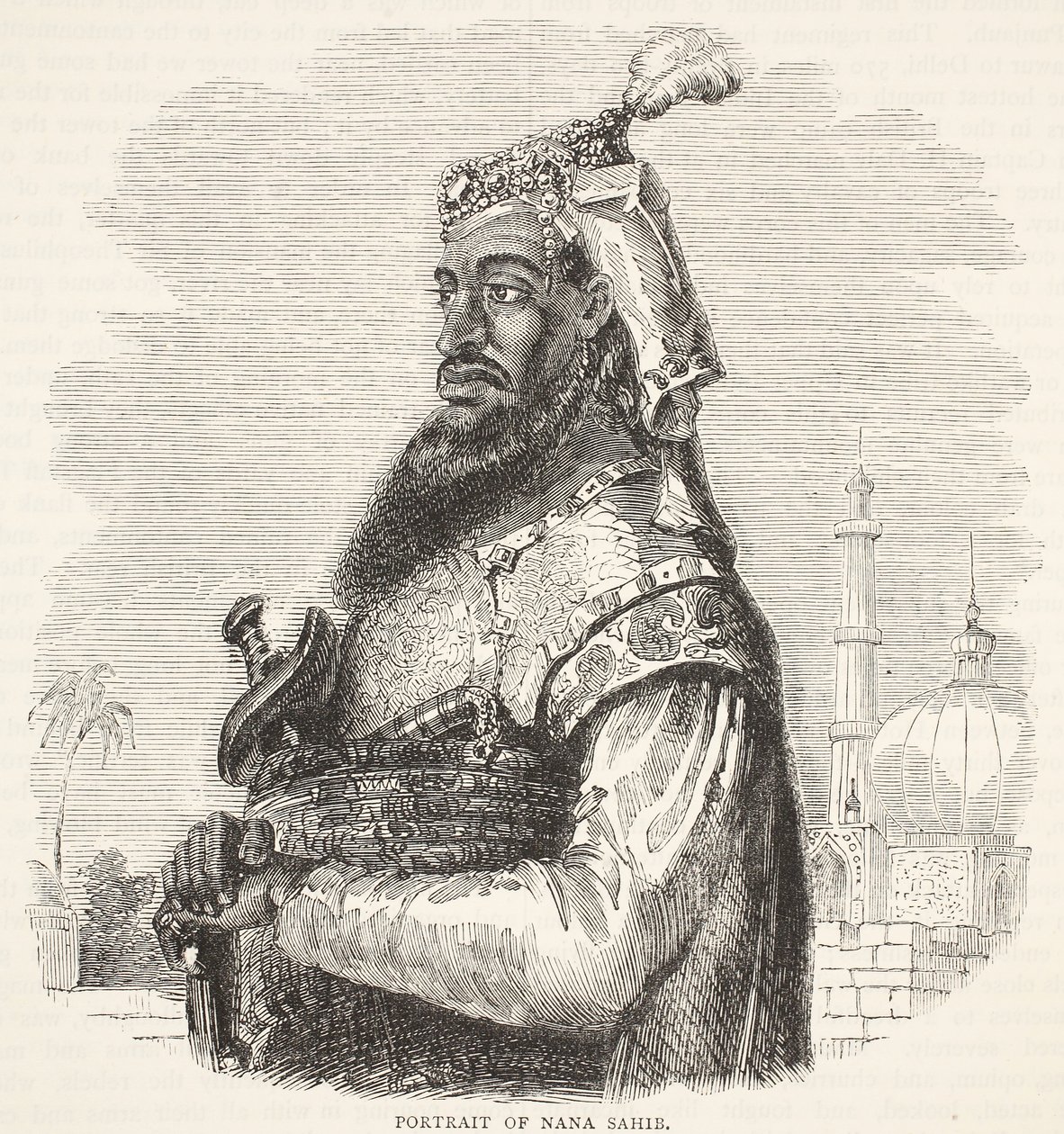 Nana Sahibin muotokuva, kuvitus Cassells Illustrated History of Englandista tekijältä English School